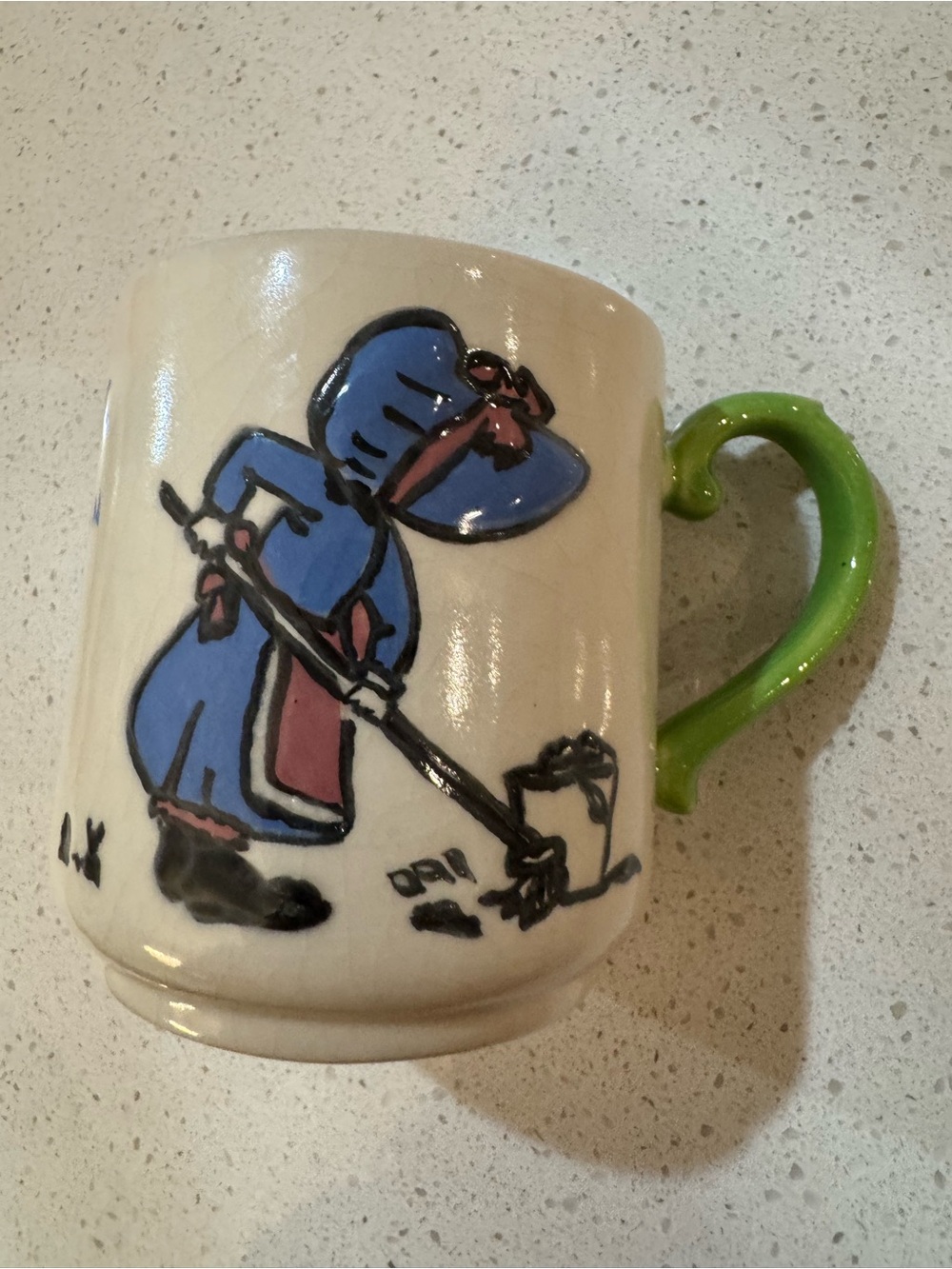 Vintage 1976 Sunbonnet Sue Pottery Mug Hand Painted "Miss Seguin" Home Sweet